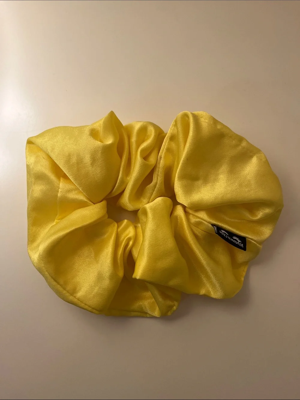 Yellow Satin Jumbo Scrunchie Hair Accessory